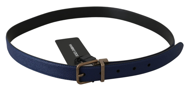 Blue Gold Brushed Buckle Leather Belt