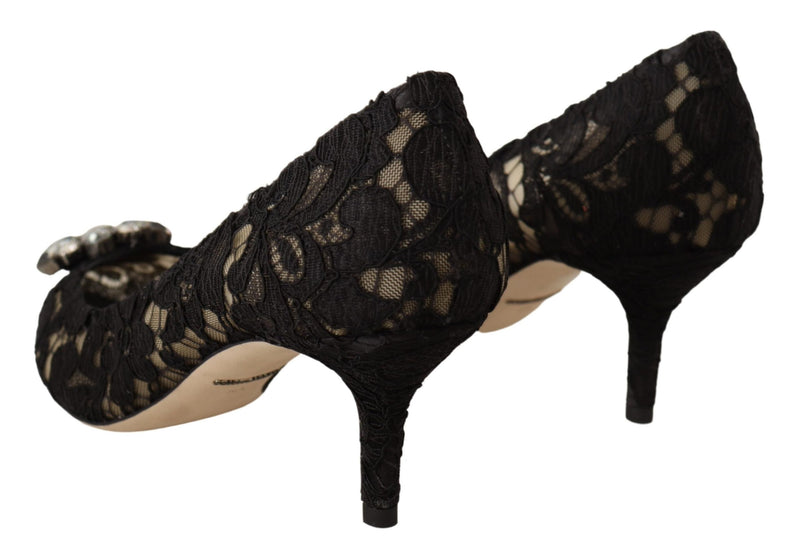 Black Lace Crystals Bellucci Pumps Shoes