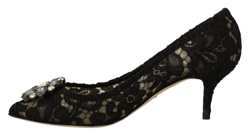 Black Lace Crystals Bellucci Pumps Shoes