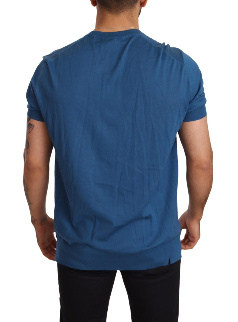 Blue Cashmere Crewneck Pullover T-shirt