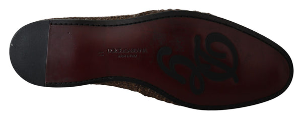 Brown Leather Hand-woven Derby Shoes