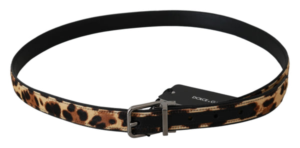 Brown Patterned Silver Buckle Leather Belt
