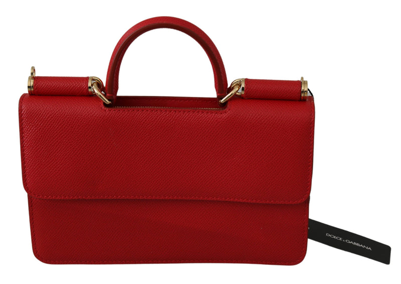 Red Gold Padlock Sling Phone Clutch Leather Sicily  Bag