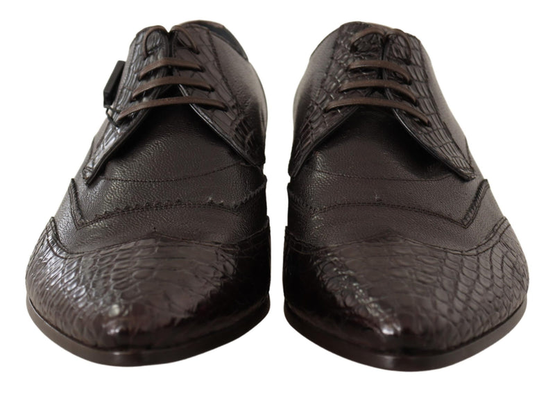 Brown Exotic Leather Derby Dress Shoes