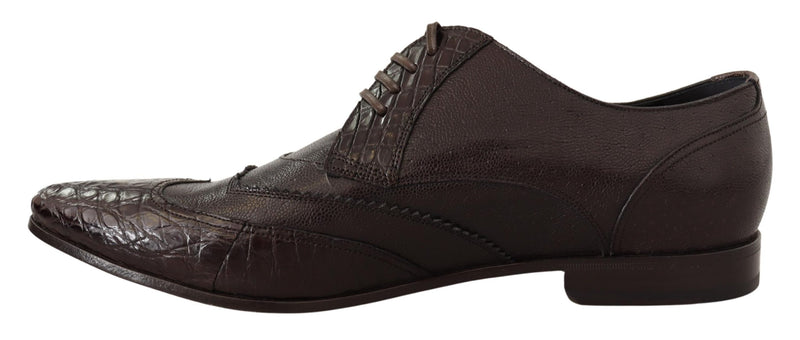 Brown Exotic Leather Derby Dress Shoes