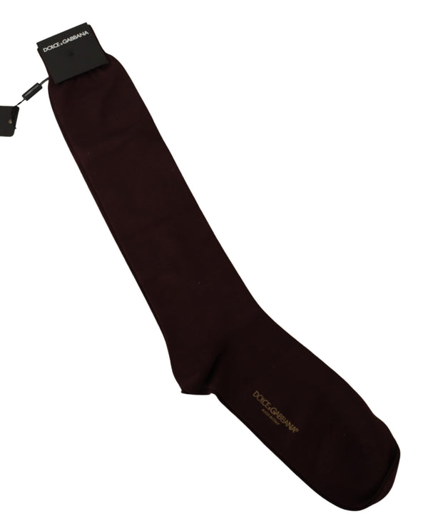 Maroon Solid Logo Silk Nylon Mid Claf Socks