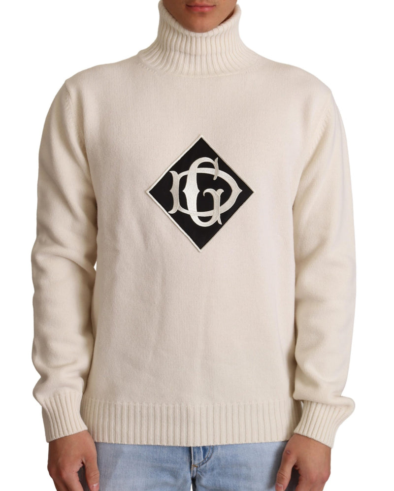 White Wool Turtleneck Pullover Sweater