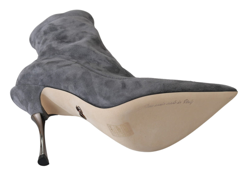 Gray Suede Pumps Heels Booties Shoes