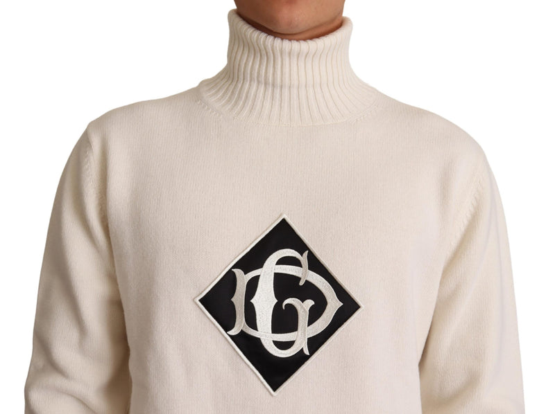 White Wool Turtleneck Pullover Sweater