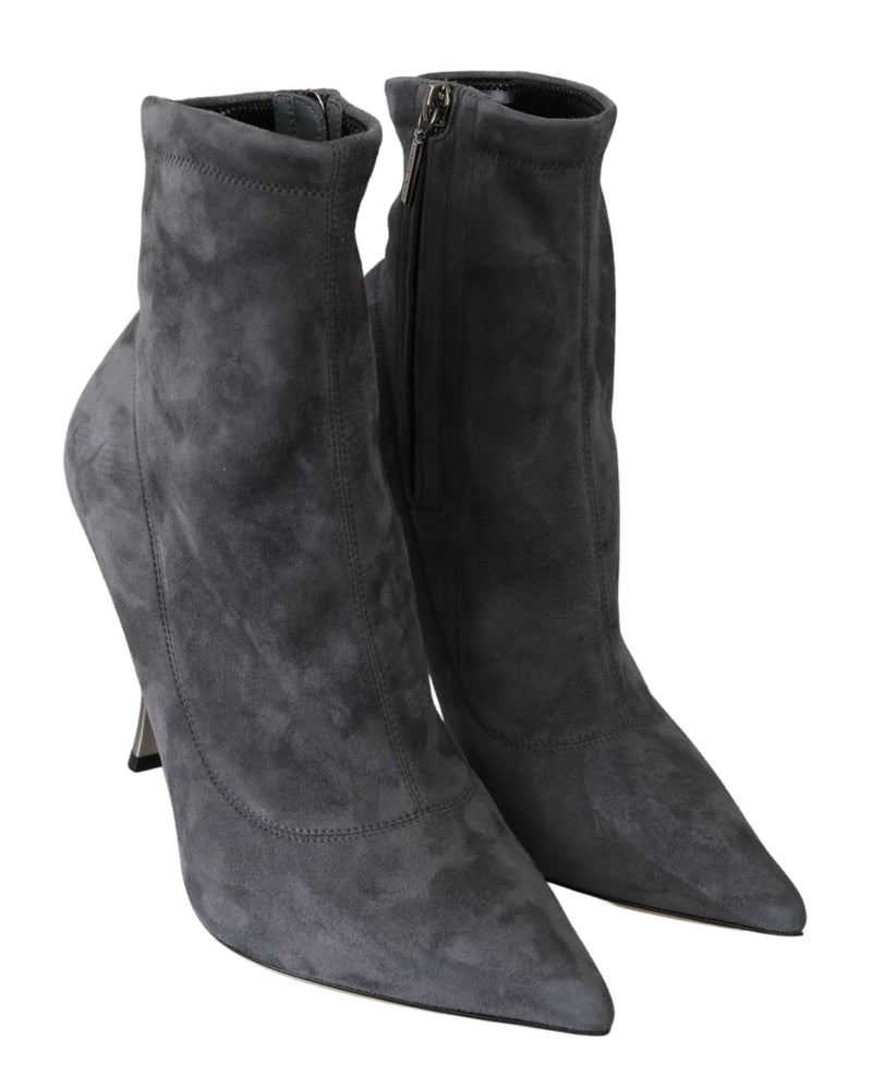 Gray Suede Pumps Heels Booties Shoes