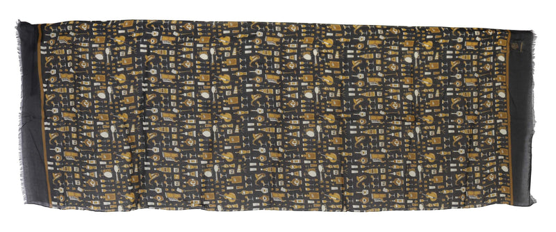 Blue Modal Cashmere Cocktail Print Mens Scarf