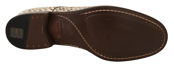 Beige Exotic Leather Oxford Dress Shoes