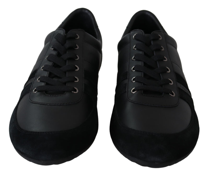 Black Logo Leather Casual Sneakers Shoes