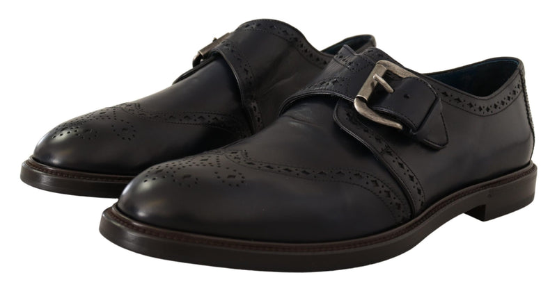 Blue Leather Wingtip Brogue Dress Shoes