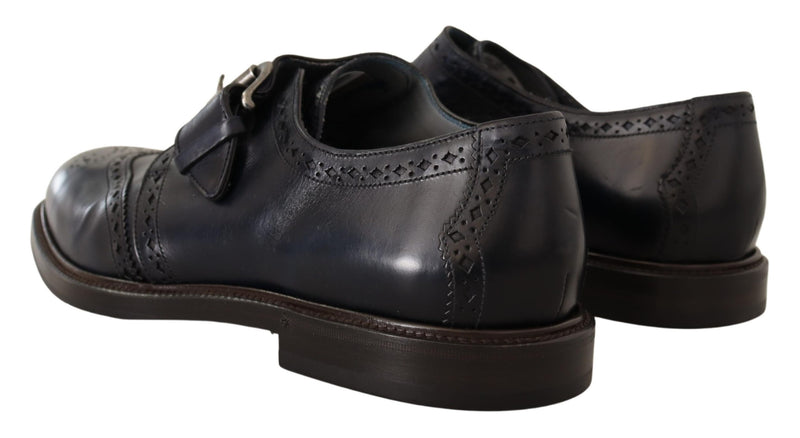 Blue Leather Wingtip Brogue Dress Shoes