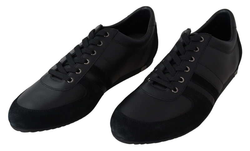 Black Logo Leather Casual Sneakers Shoes