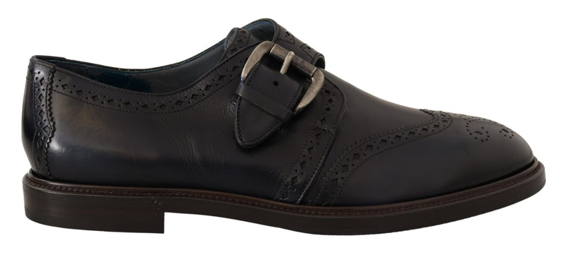 Blue Leather Wingtip Brogue Dress Shoes