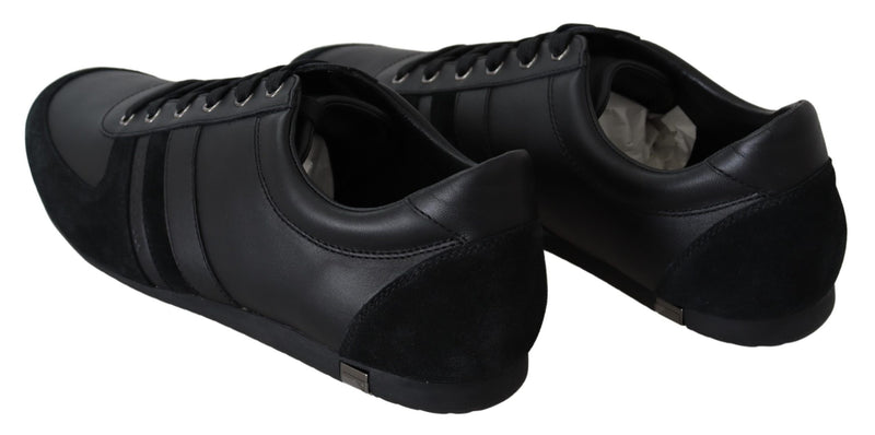 Black Logo Leather Casual Sneakers Shoes