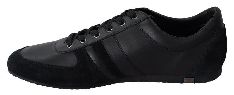 Black Logo Leather Casual Sneakers Shoes