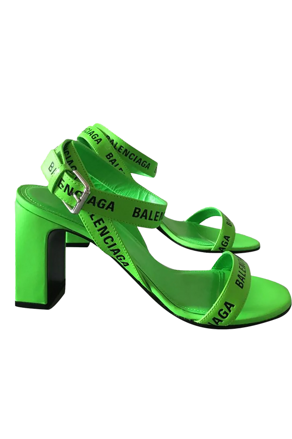 Balenciaga Leather Sandals In Green