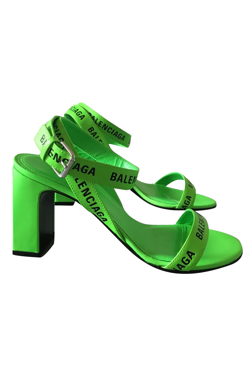 Balenciaga Leather Sandals In Green