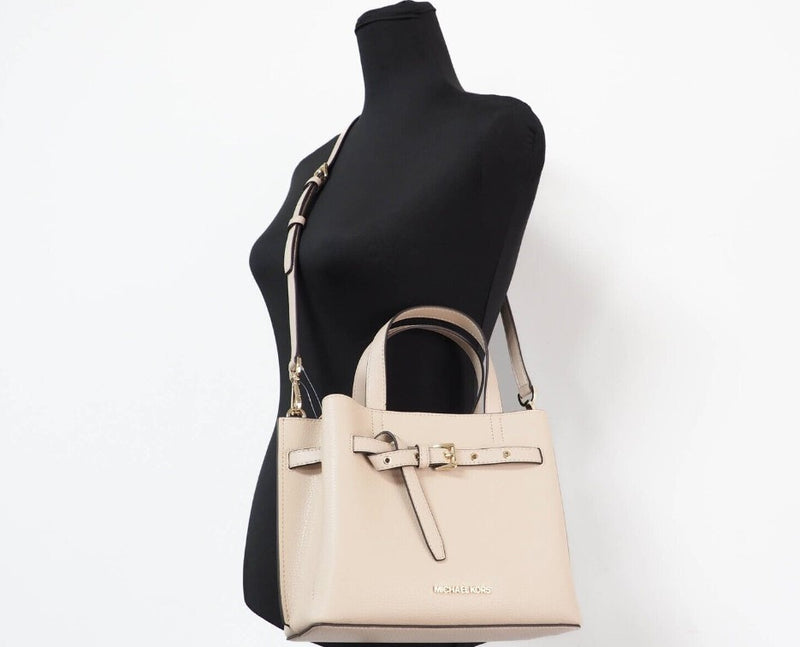 Emilia Small Buff Pebbled Leather Satchel Bag Crossbody Handbag