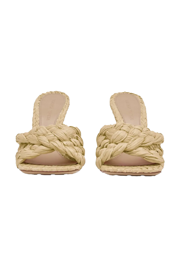 Stretch Cloth Mules In Rafia