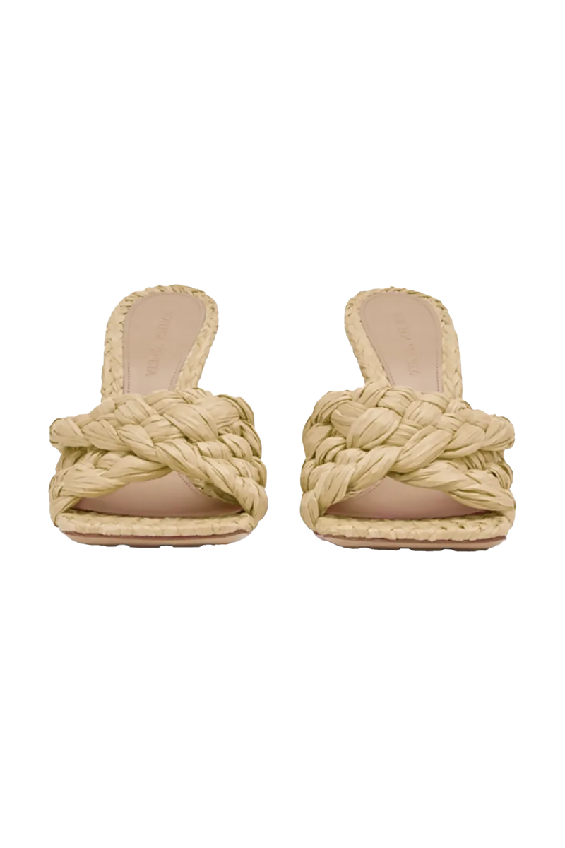 Stretch Cloth Mules In Rafia