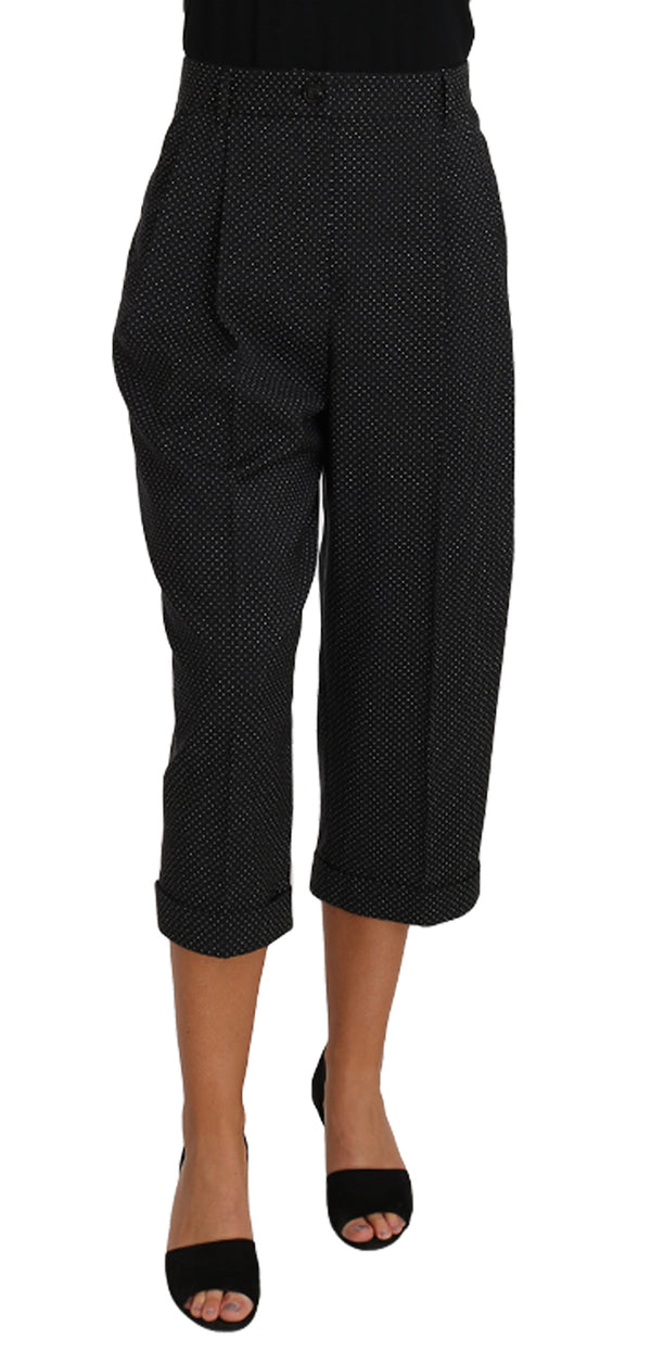 Black Polka Dot Cropped Pegged  Pants