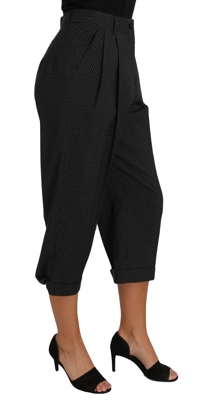 Black Polka Dot Cropped Pegged  Pants