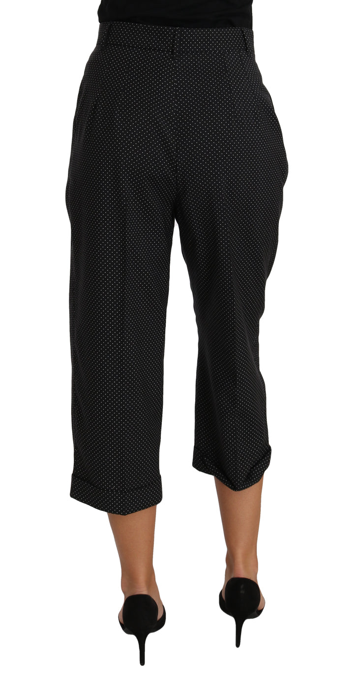 Black Polka Dot Cropped Pegged  Pants