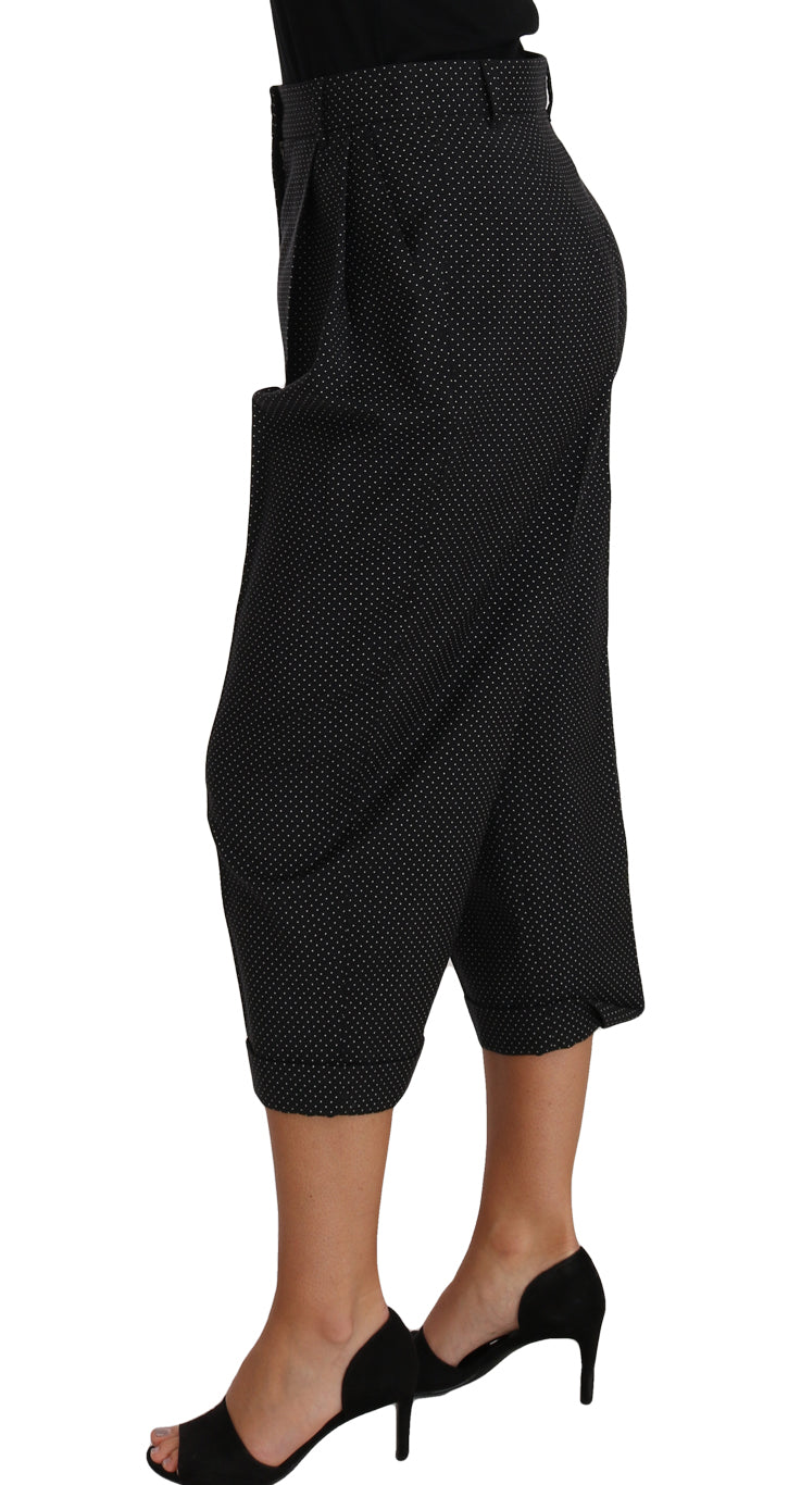 Black Polka Dot Cropped Pegged  Pants