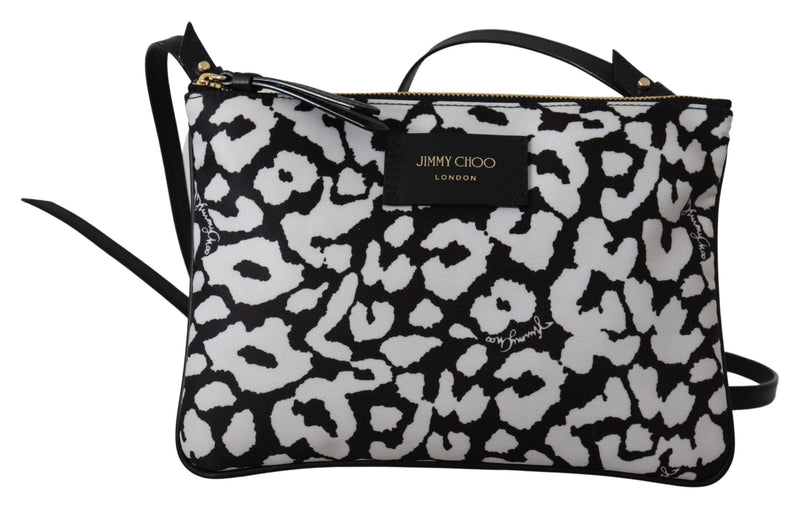White & Black Nylon Candice Clutch Shoulder Bag