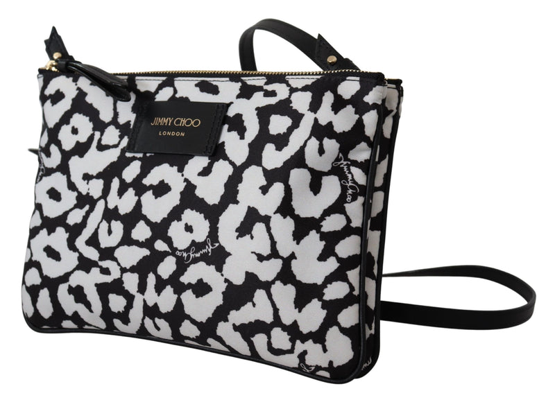 White & Black Nylon Candice Clutch Shoulder Bag