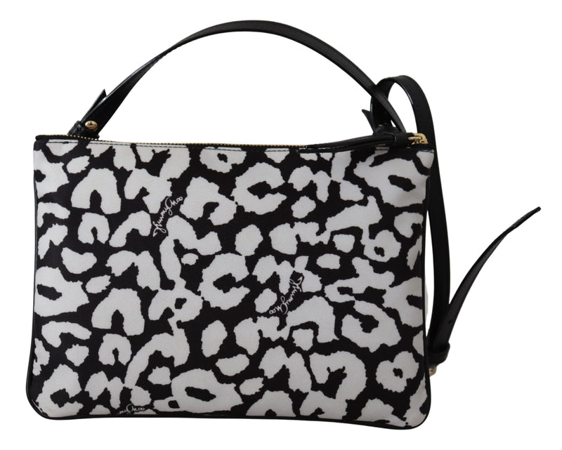 White & Black Nylon Candice Clutch Shoulder Bag