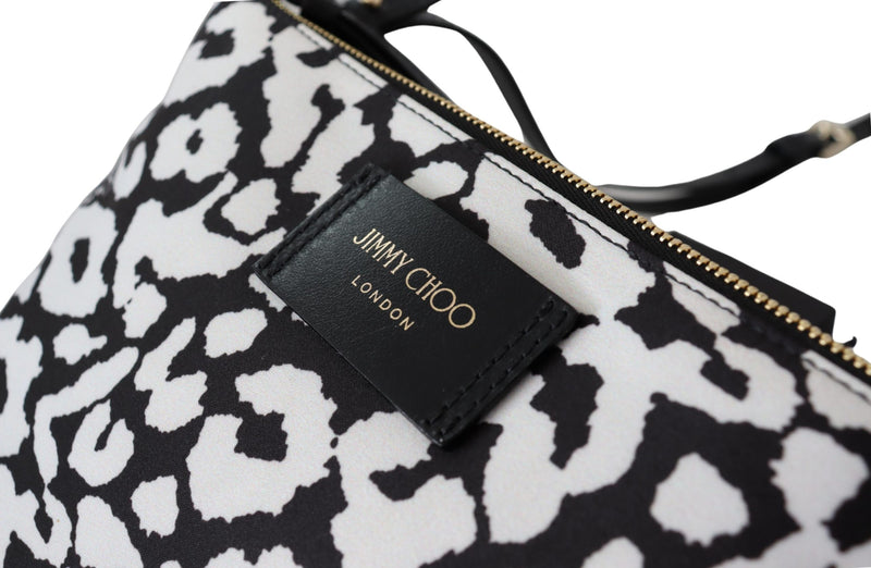 White & Black Nylon Candice Clutch Shoulder Bag