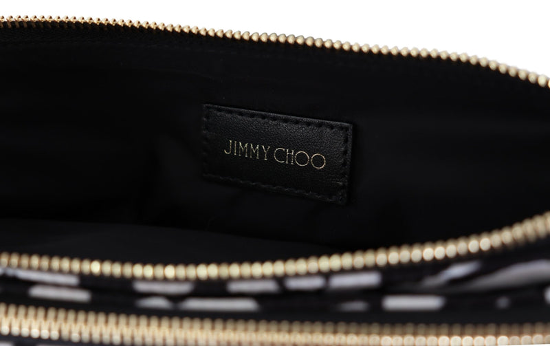 White & Black Nylon Candice Clutch Shoulder Bag