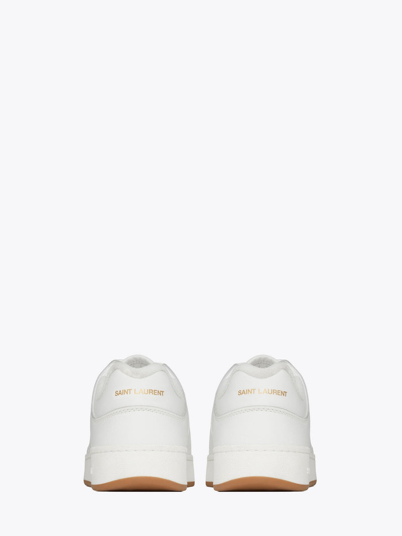 White Calf Leather Low-Top Sneakers