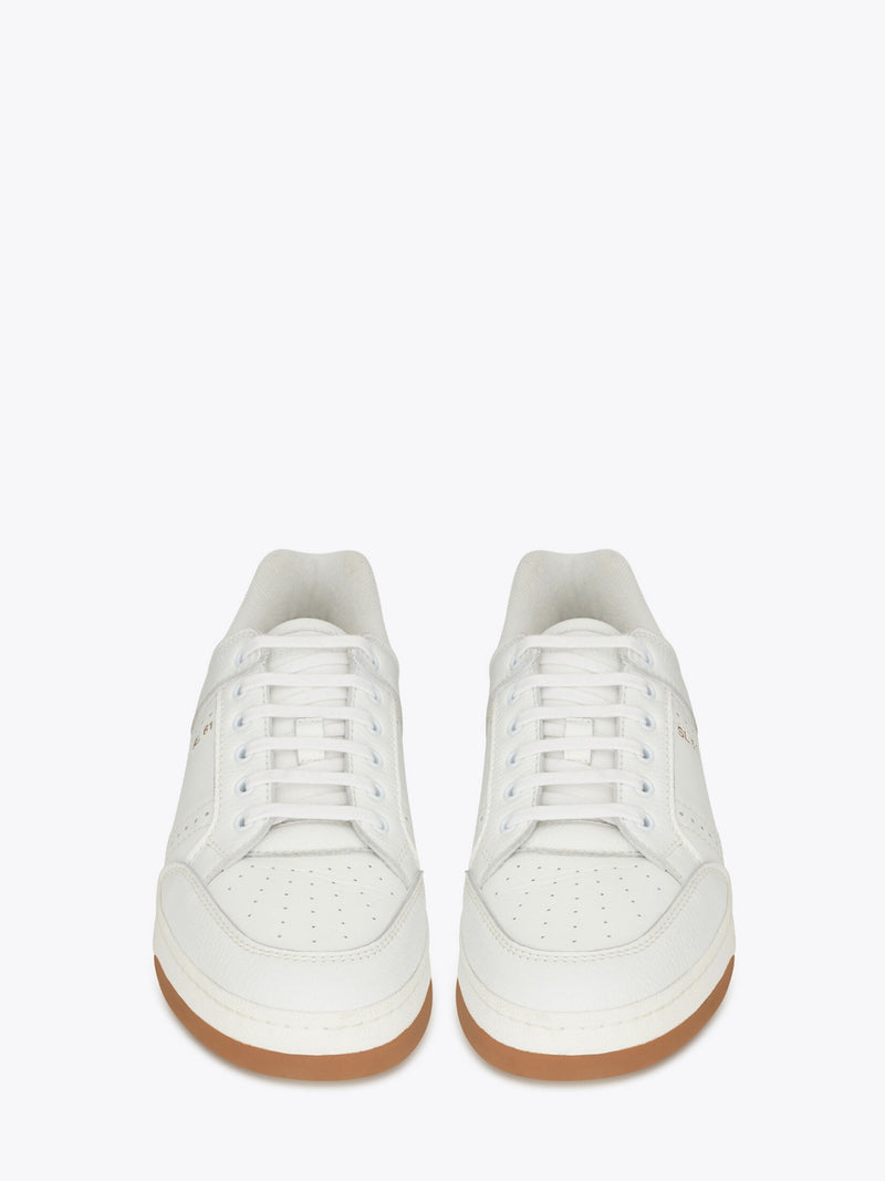 White Calf Leather Low-Top Sneakers