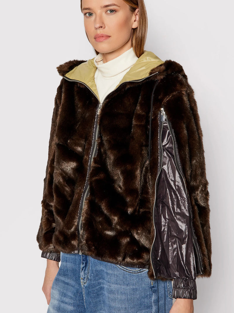 Brown Polyester Jackets & Coat