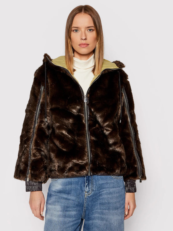 Brown Polyester Jackets & Coat