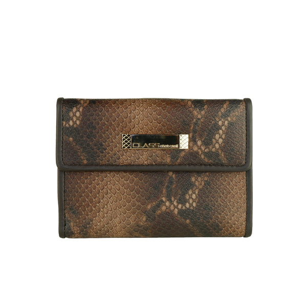 Brown Calf Leather Python Print Wallet
