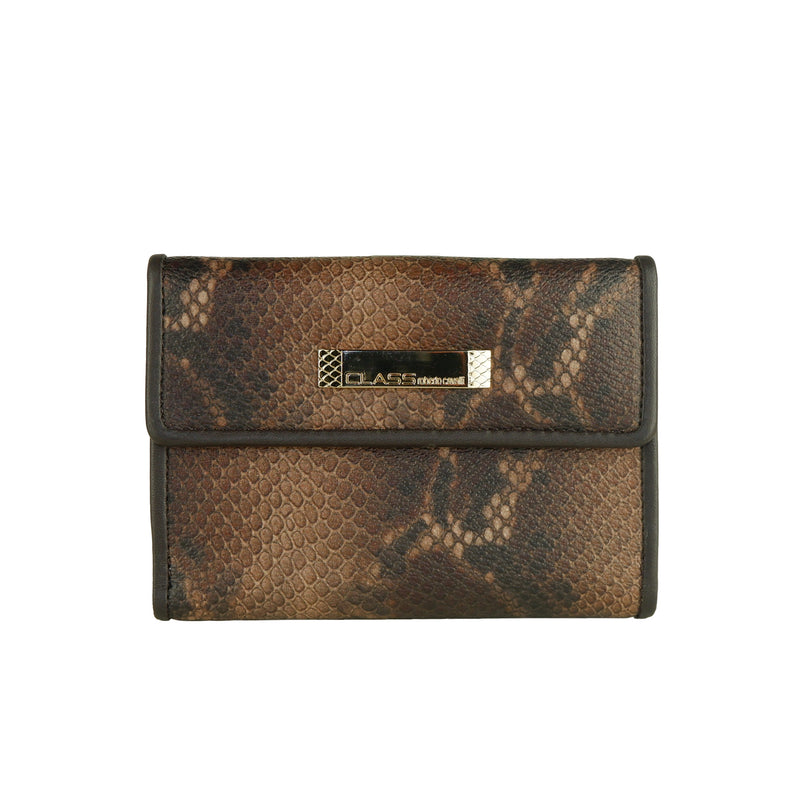 Brown Calf Leather Python Print Wallet