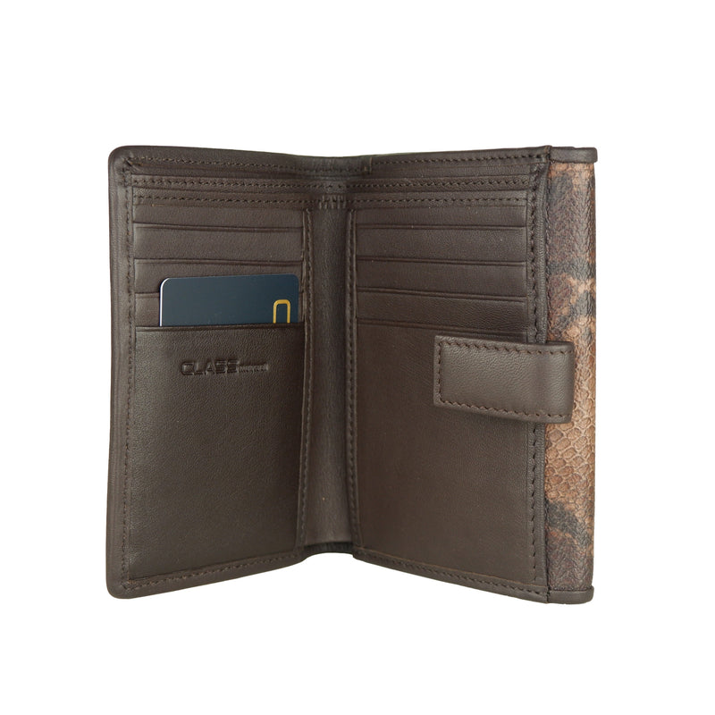 Brown Calf Leather Python Print Wallet