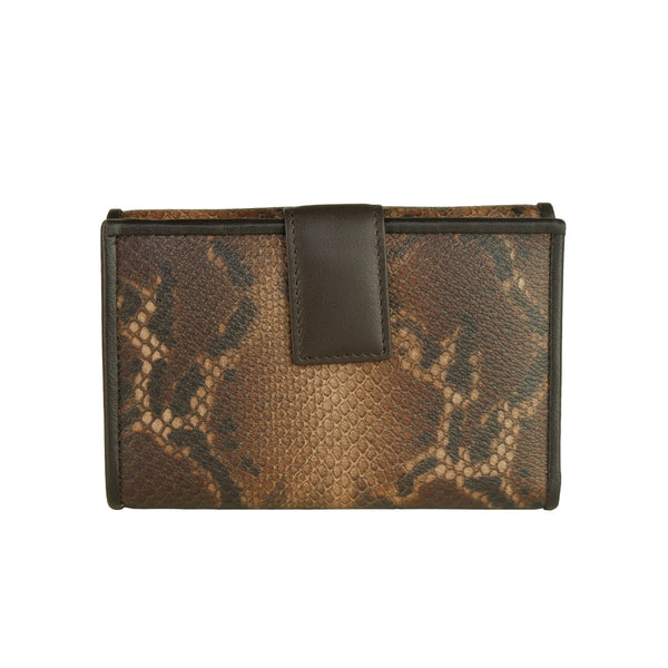 Brown Calf Leather Python Print Wallet