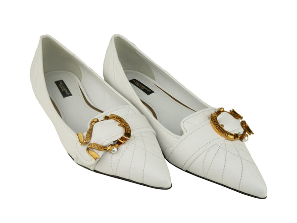 White Leather Flat Shoe