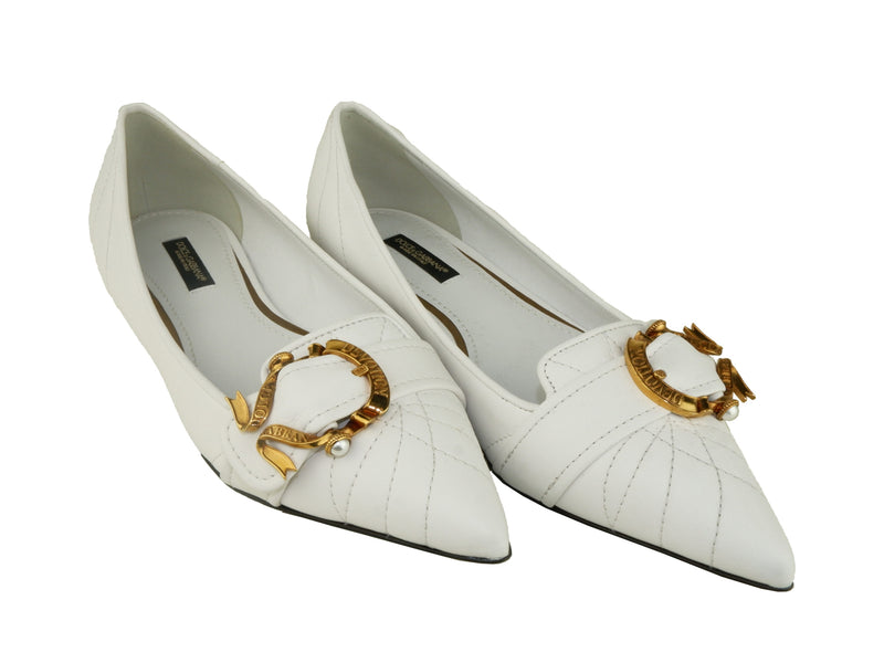 White Leather Flat Shoe