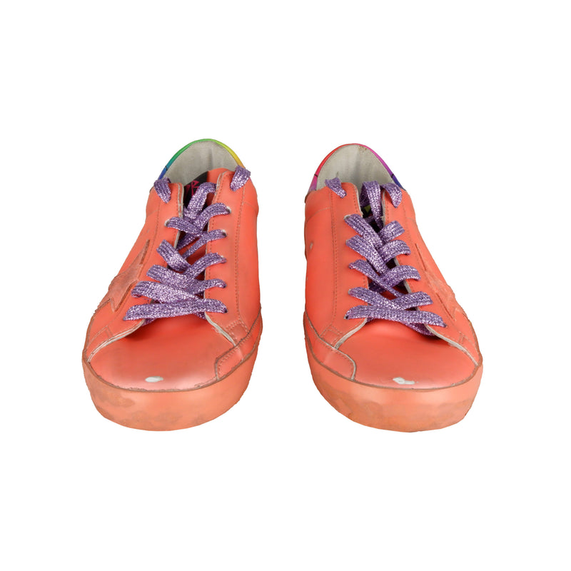 Orange Leather Sneakers