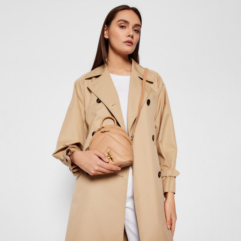 Beige Leather Crossbody Bag
