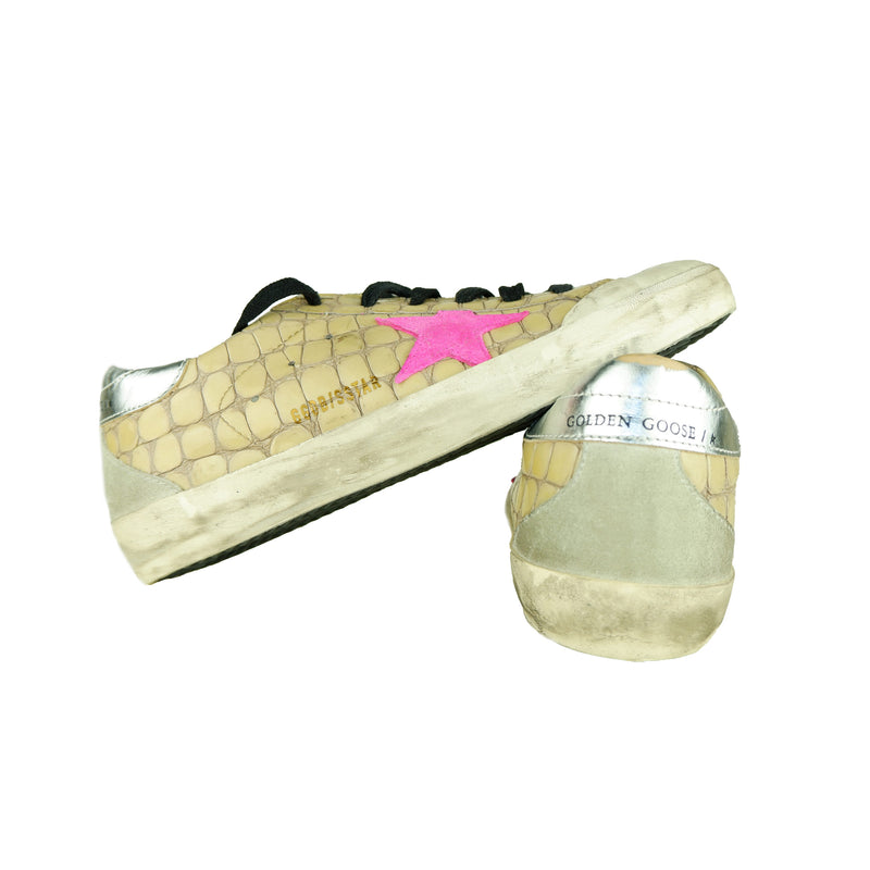 Beige Leather Sneakers